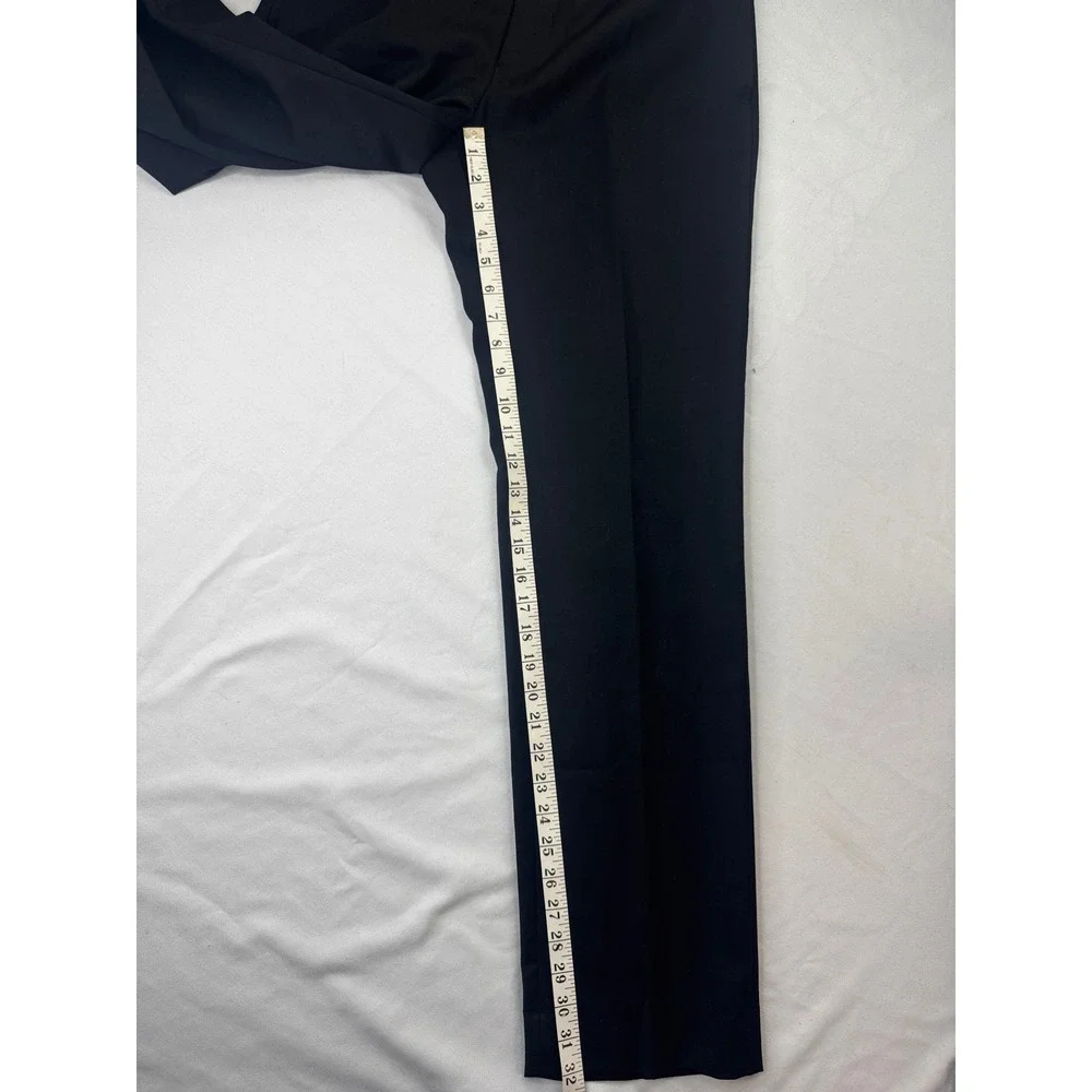 Black 100% Wool Dress Pants Flat Front Trousers 31S Mens Business Formal